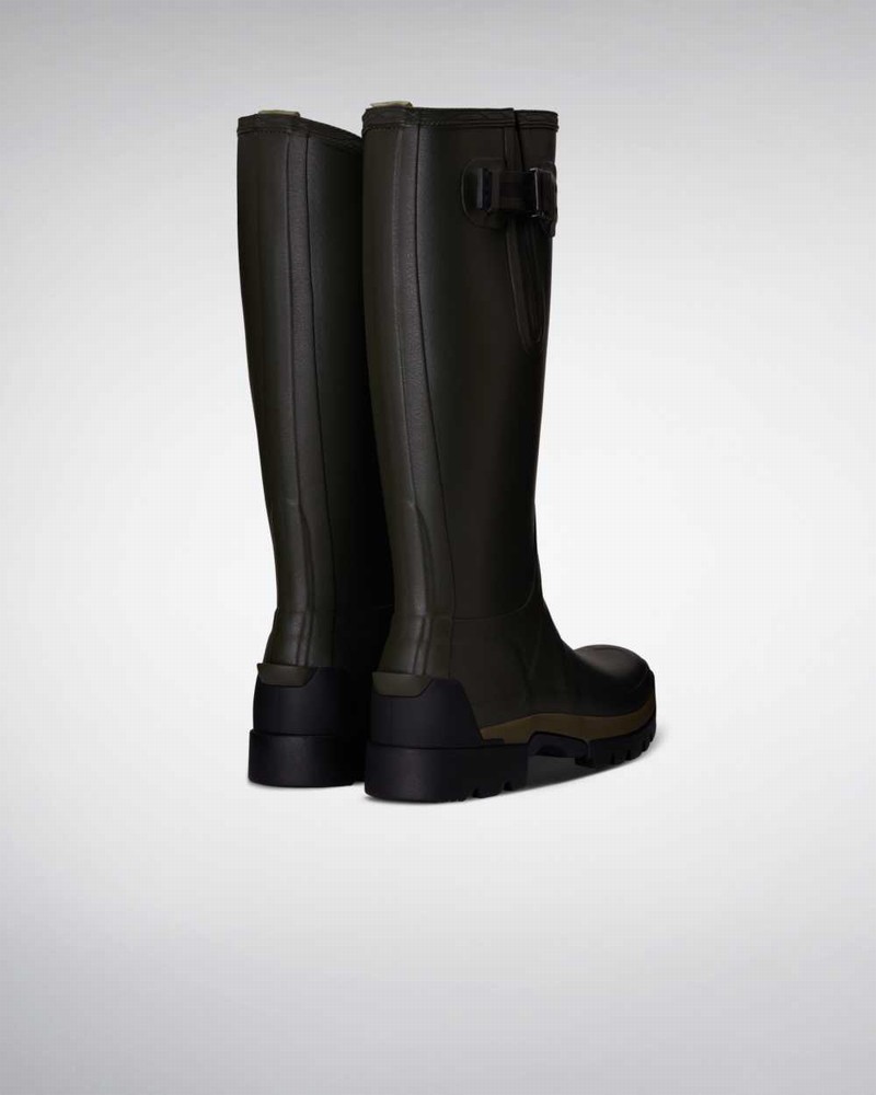 Hunter Balmoral Side Adjustable 3mm Neoprene Women Rain Boots Olive | 437008464