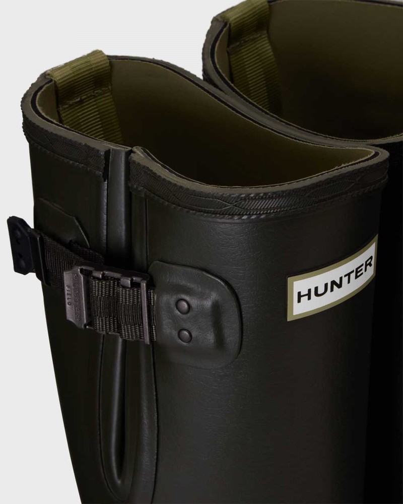 Hunter Balmoral Side Adjustable 3mm Neoprene Women Rain Boots Olive | 437008464