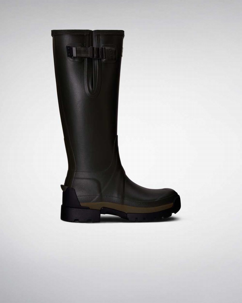 Hunter Balmoral Side Adjustable 3mm Neoprene Women Rain Boots Olive | 437008464