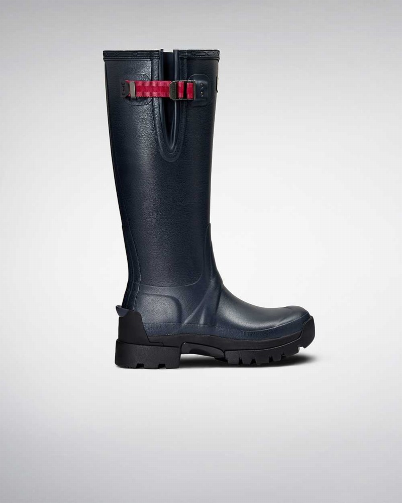 Hunter Balmoral Side Adjustable 3mm Neoprene Women Rain Boots Navy | 345938948