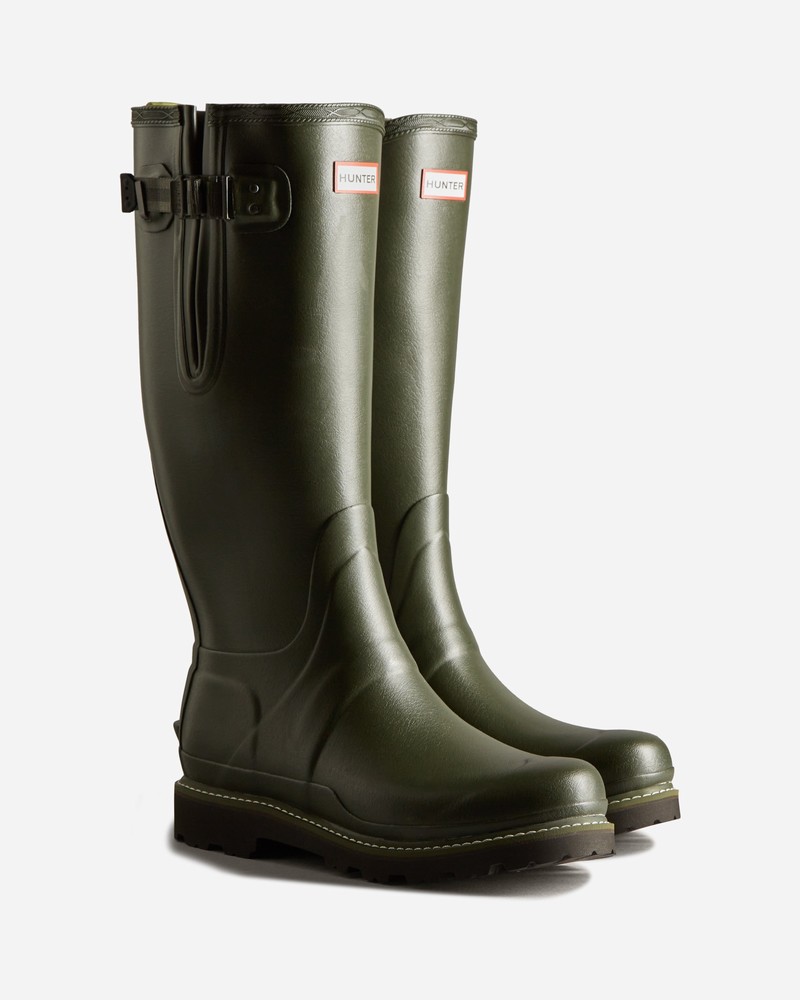 Hunter Balmoral Side Adjustable Commando Sole Men Tall Boots Green | 554125546