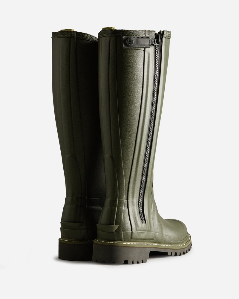 Hunter Balmoral Tall Full Zip Commando Sole Women Boots Green | 372483253