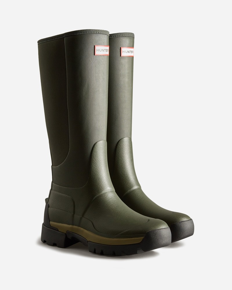 Hunter Balmoral Tall Neoprene Hybrid Women Boots Green | 716488798