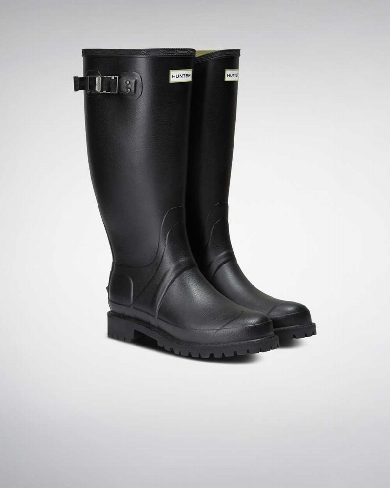 Hunter Balmoral Wide Fit Men Wellington Boots Black | 209090627