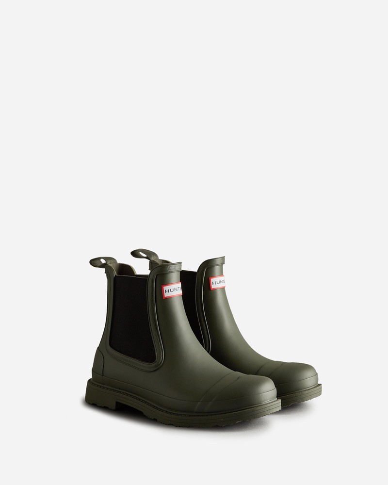 Hunter Commando Men Chelsea Boots Green | 458051349