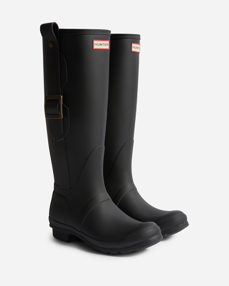 Hunter Exaggerated Buckle Tall Women Wellington Boots Black | 735781989