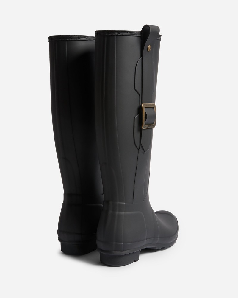 Hunter Exaggerated Buckle Tall Women Wellington Boots Black | 735781989