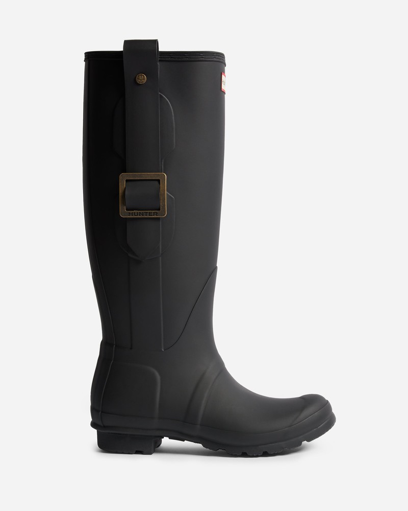 Hunter Exaggerated Buckle Tall Women Wellington Boots Black | 735781989