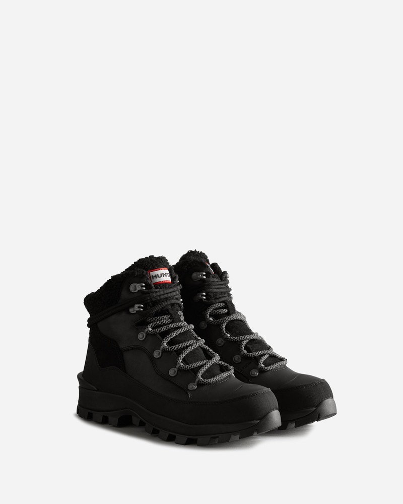 Hunter Explorer Insulated Lace-Up Leather Commando Women Boots Black | 446391193