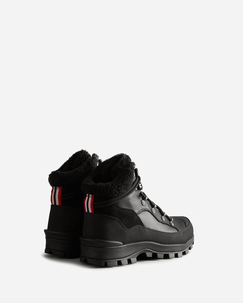 Hunter Explorer Insulated Lace-Up Leather Commando Women Boots Black | 446391193