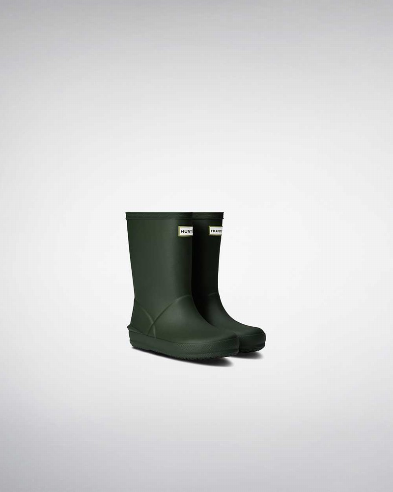 Hunter First Norris Kids' Rain Boots Green | 859264408