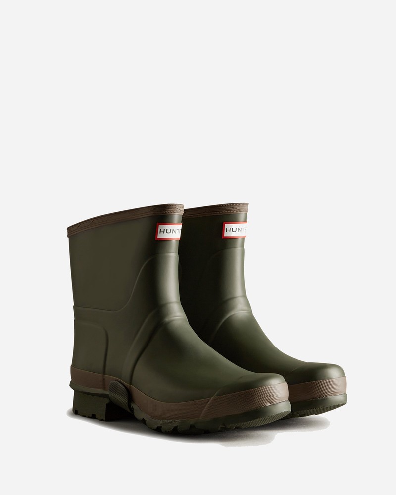 Hunter Gardener Short Men Wellington Boots Green | 976428161