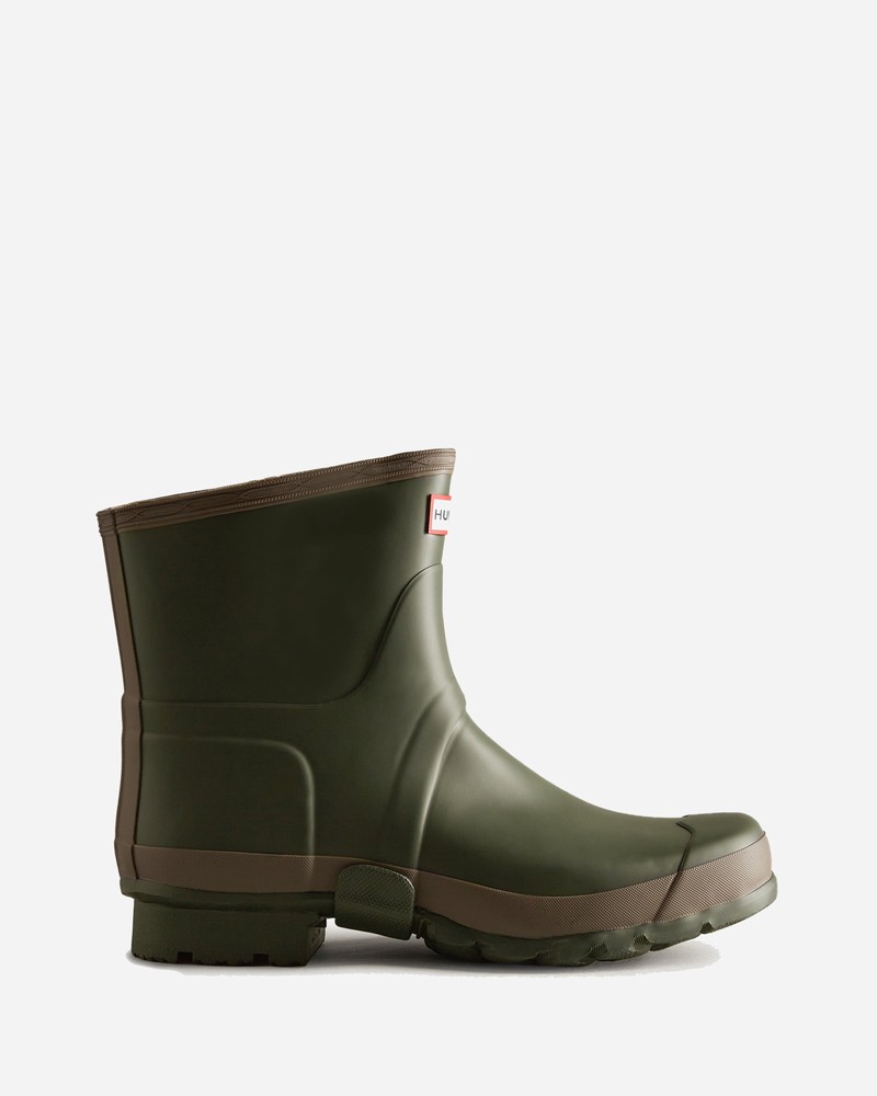 Hunter Gardener Short Men Wellington Boots Green | 976428161