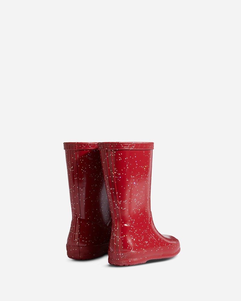 Hunter Giant Glitter Kids' Wellington Boots Burgundy | 86228012