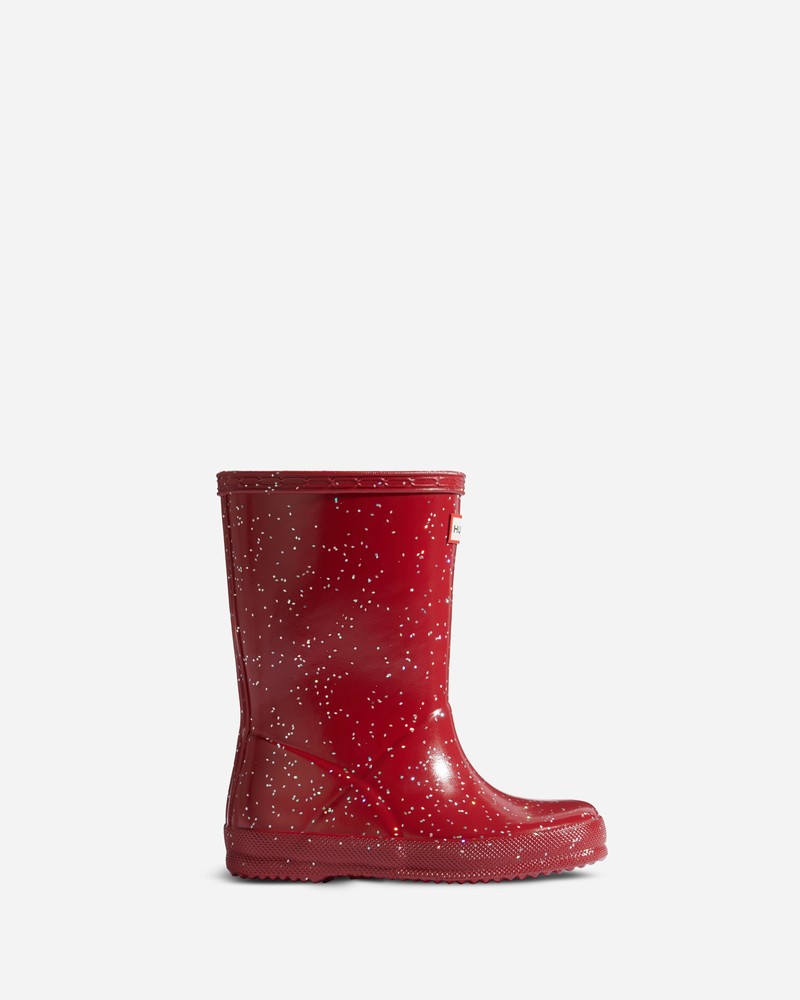 Hunter Giant Glitter Kids\' Wellington Boots Burgundy | 86228012