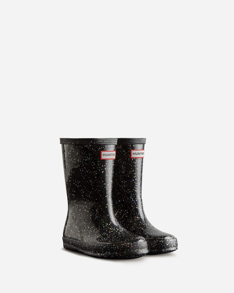 Hunter Giant Glitter Kids' Wellington Boots Black | 570878363
