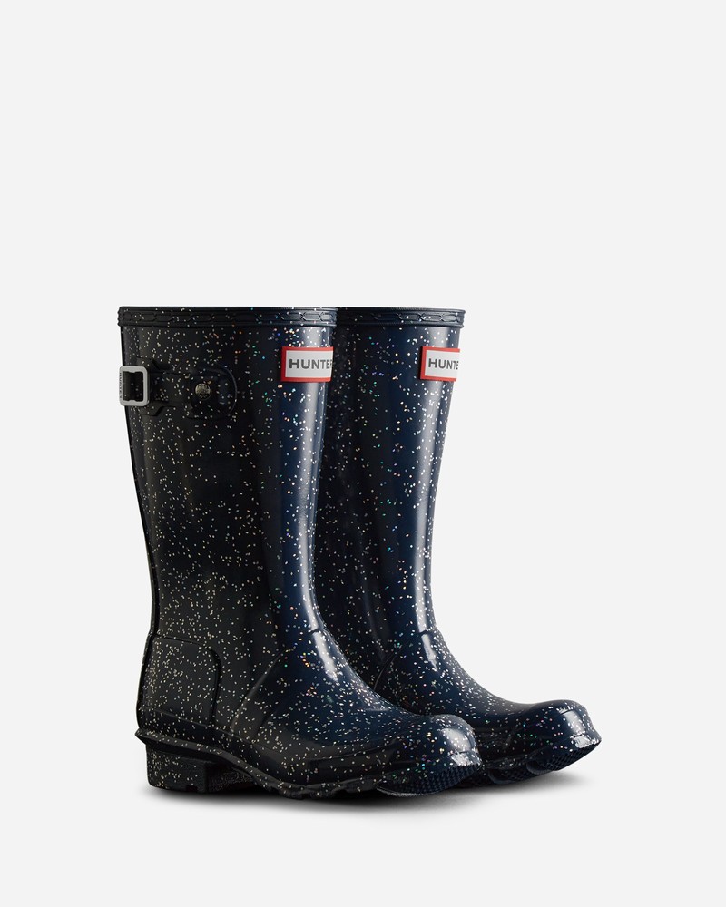 Hunter Giant Glitter Kids' Wellington Boots Navy | 598747863