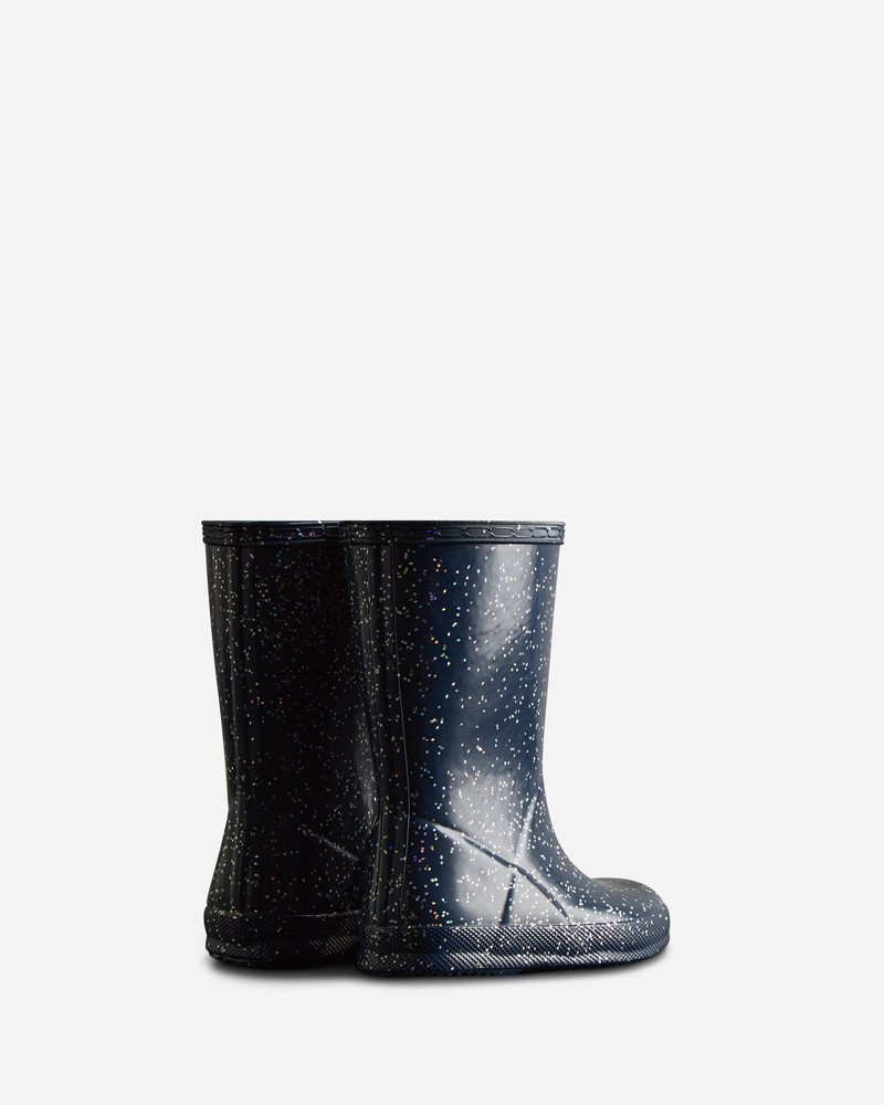 Hunter Giant Glitter Kids' Wellington Boots Navy | 167516439