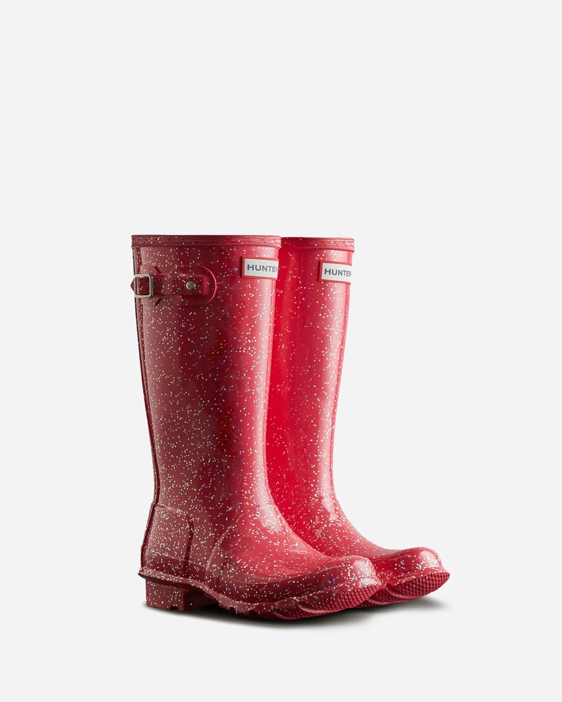 Hunter Giant Glitter Kids' Wellington Boots Red | 573609020