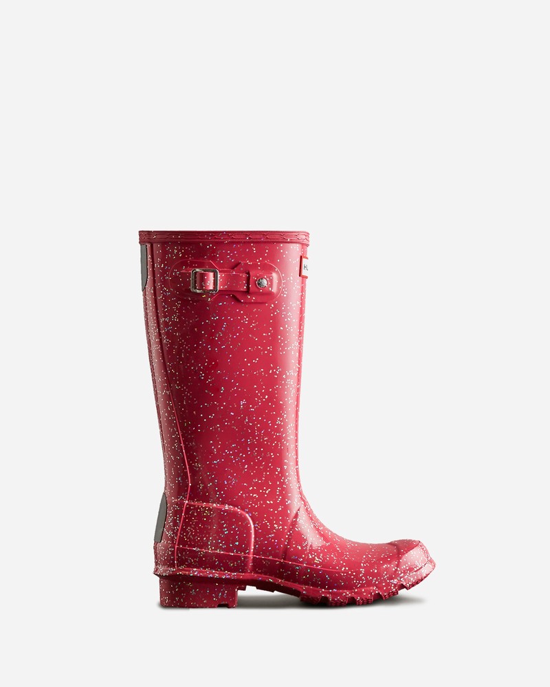 Hunter Giant Glitter Kids\' Wellington Boots Red | 573609020