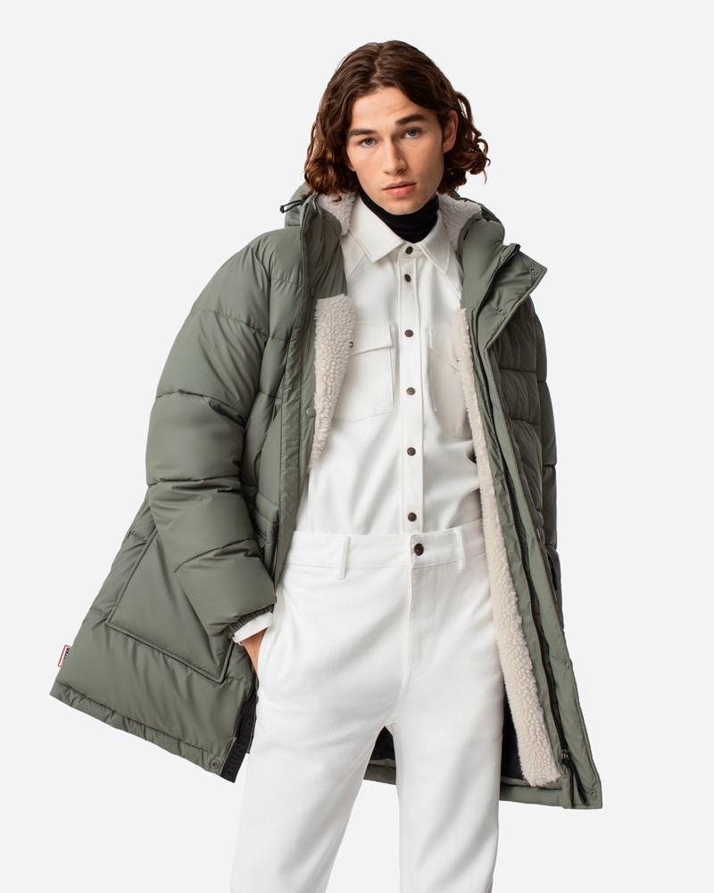 Hunter Intrepid Long Puffer Men Jackets Green | 352423213