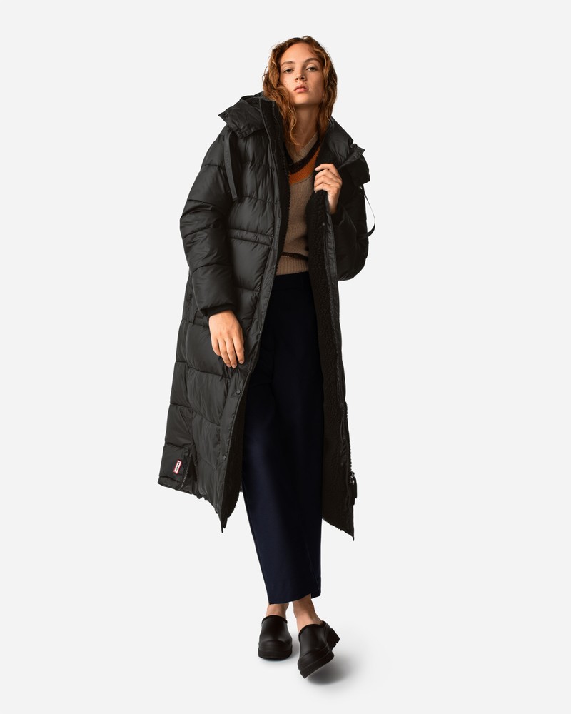 Hunter Intrepid Long Puffer Women Coats Black | 449480578