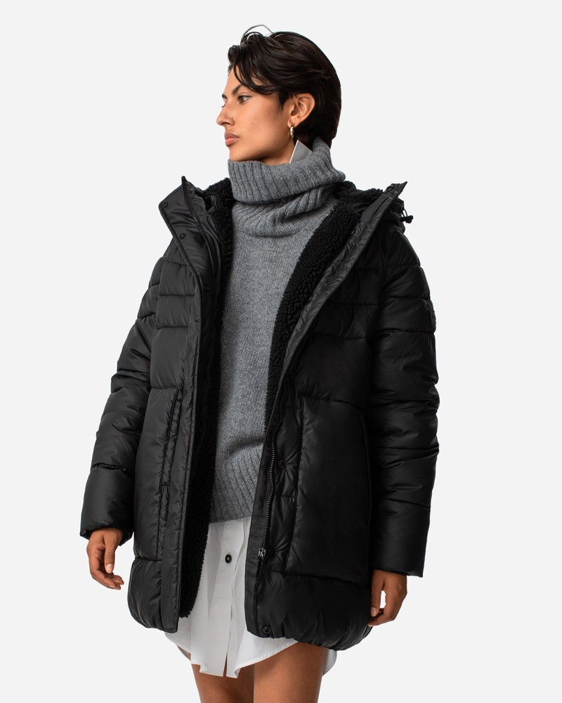 Hunter Intrepid Mid Puffer Women Coats Black | 532631797