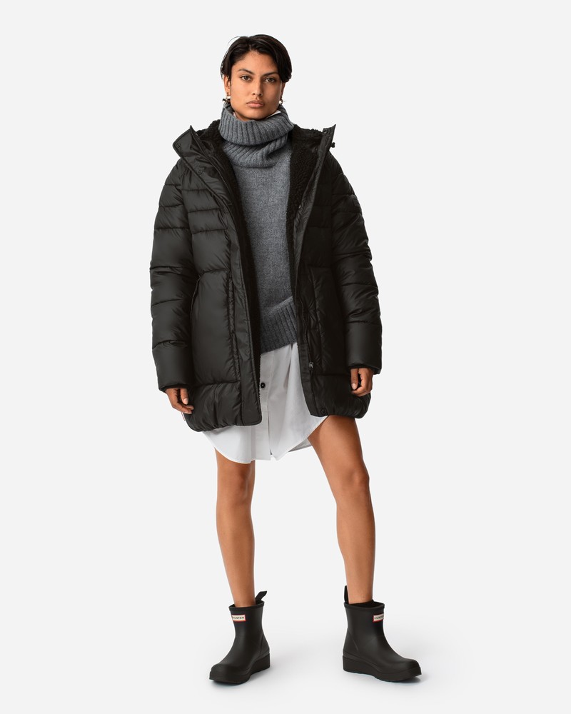 Hunter Intrepid Mid Puffer Women Coats Black | 532631797