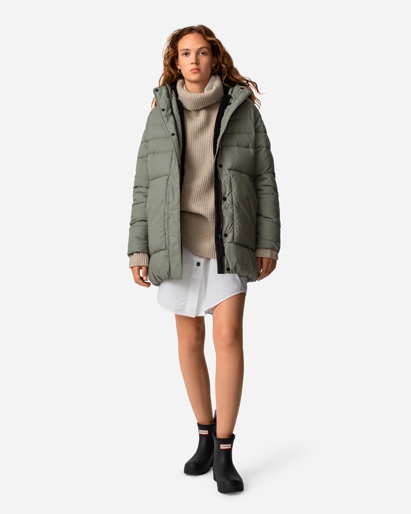 Hunter Intrepid Mid Puffer Women Coats Green | 352630275