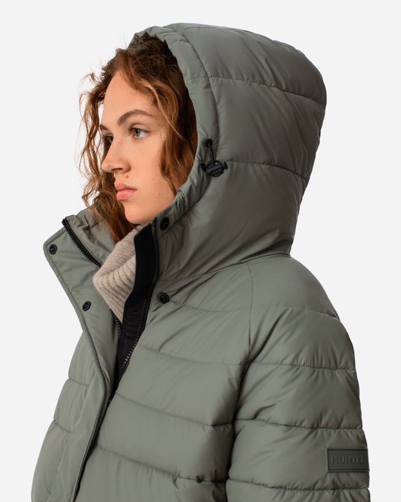Hunter Intrepid Mid Puffer Women Coats Green | 352630275