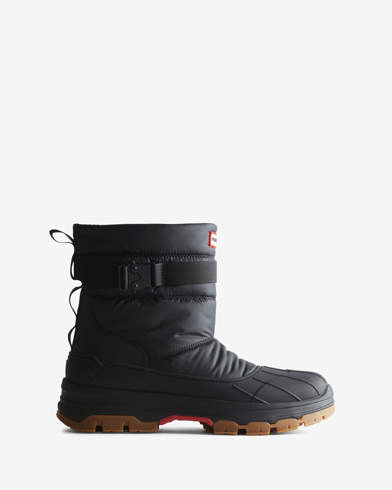 Hunter Intrepid Short Buckle Men Snow Boots Black | 473293264