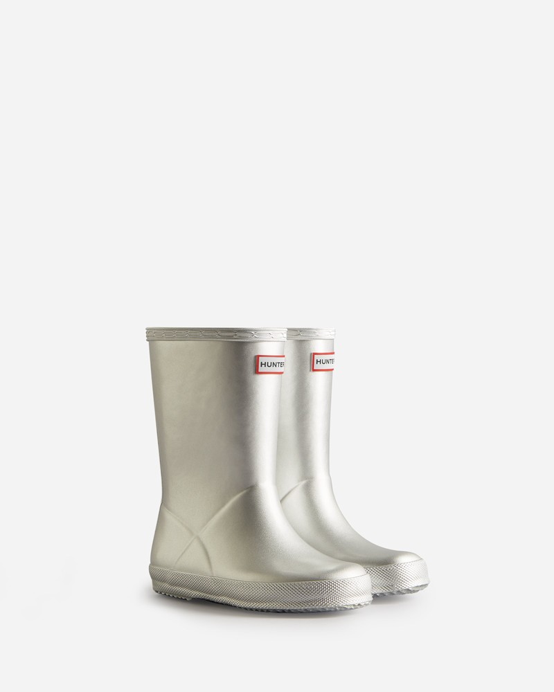 Hunter Metallic Kids' Wellington Boots Silver | 691022455