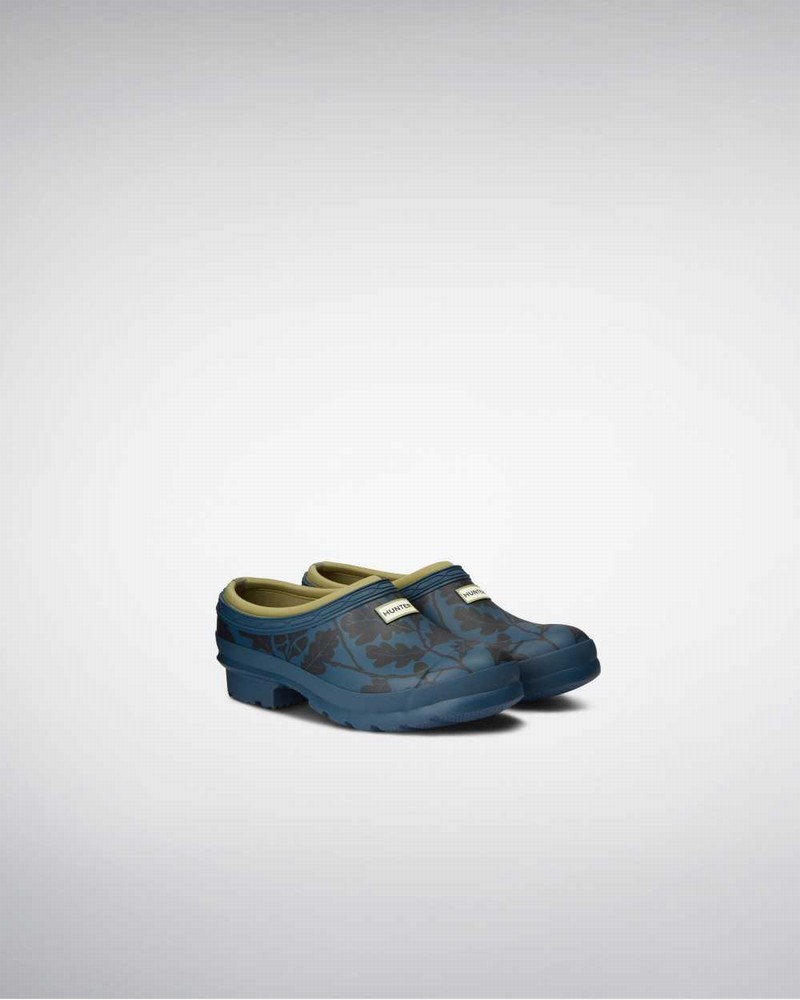 Hunter National Trust Print Gardener Technical Women Clogs Blue | 872369615