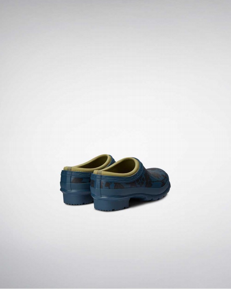 Hunter National Trust Print Gardener Technical Women Clogs Blue | 872369615
