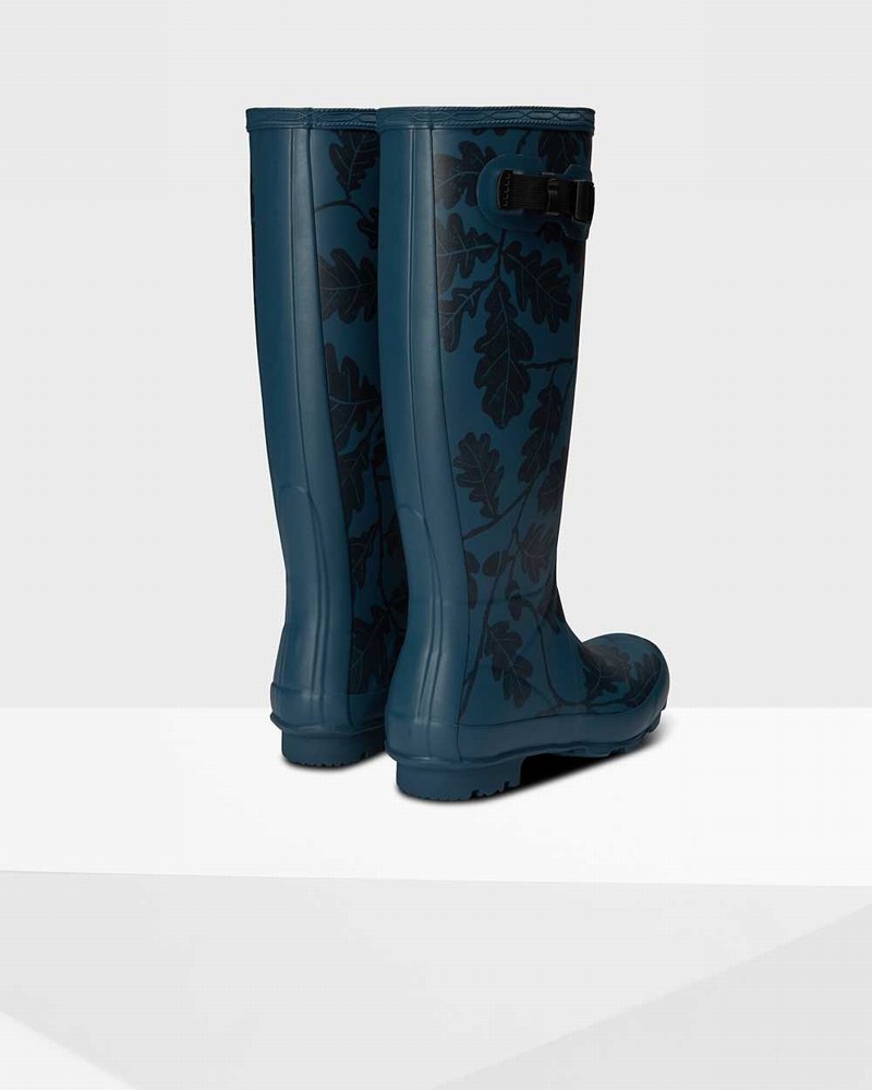 Hunter National Trust Print Norris Field Women Rain Boots Blue | 922863135