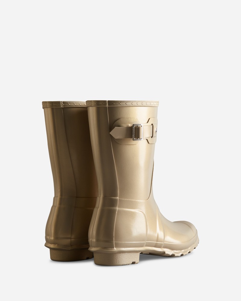 Hunter Nebula Short Women Wellington Boots Gold | 663883215