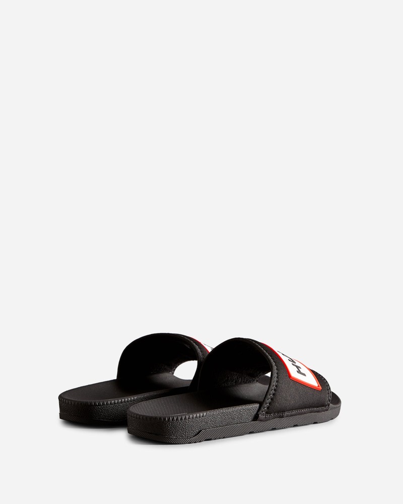 Hunter Neoprene Logo Men Slides Black | 751417612
