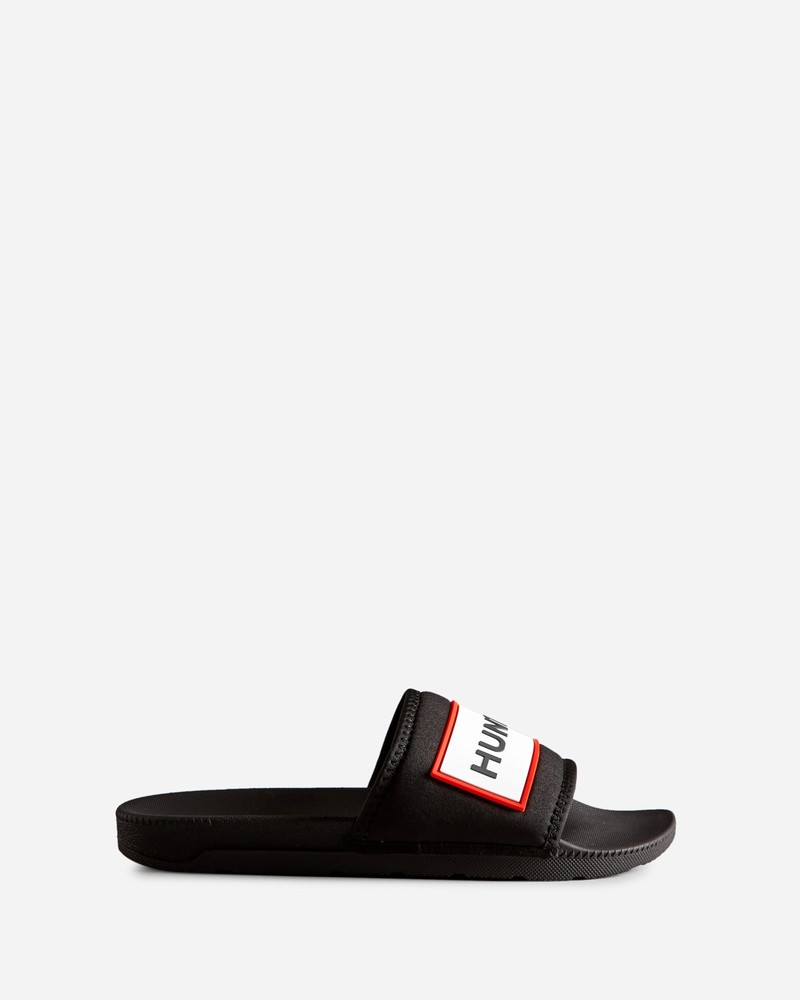 Hunter Neoprene Logo Men Slides Black | 751417612