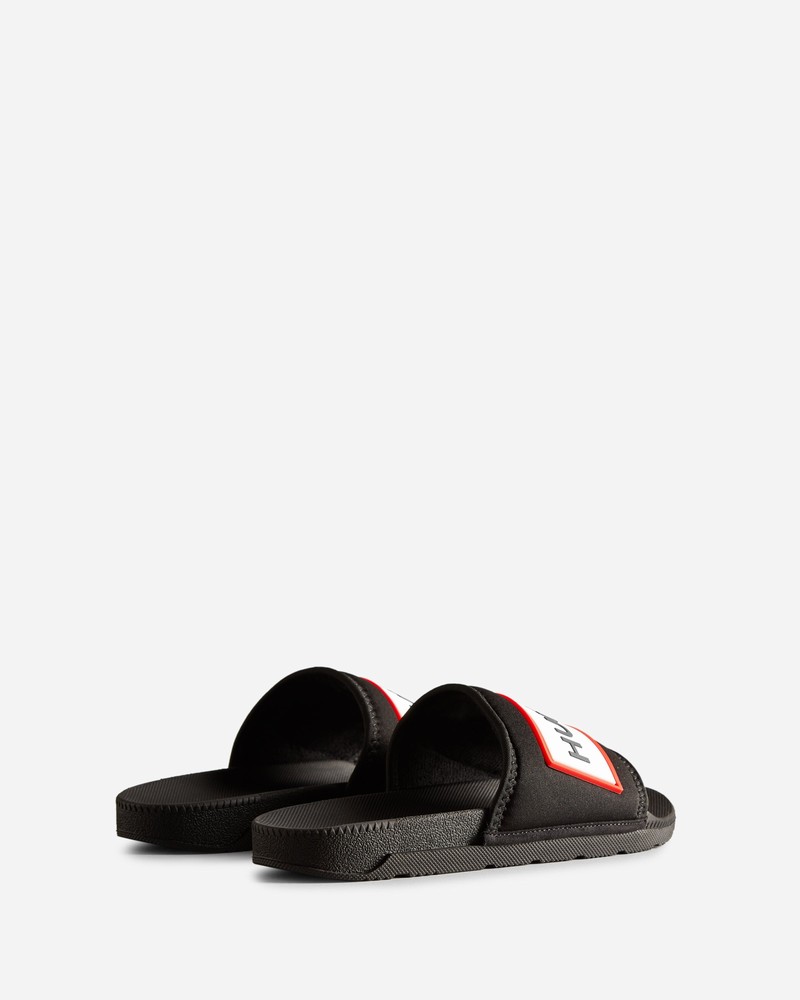 Hunter Neoprene Logo Women Slides Black | 707106249