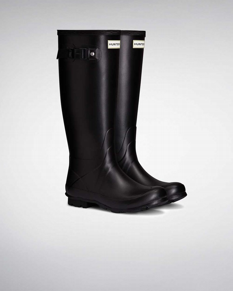 Hunter Norris Field Neoprene Lined Women Rain Boots Black | 613701746