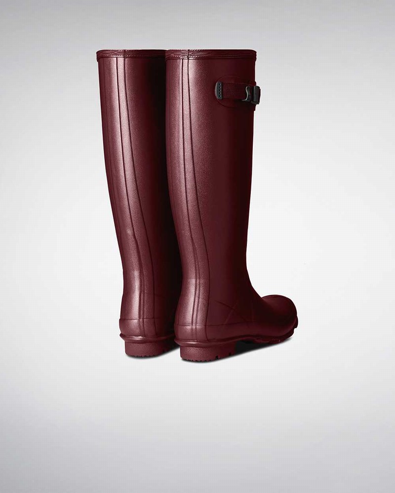 Hunter Norris Field Neoprene Lined Women Rain Boots Burgundy | 401905911
