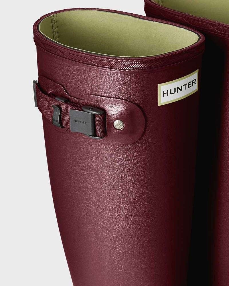 Hunter Norris Field Neoprene Lined Women Rain Boots Burgundy | 401905911