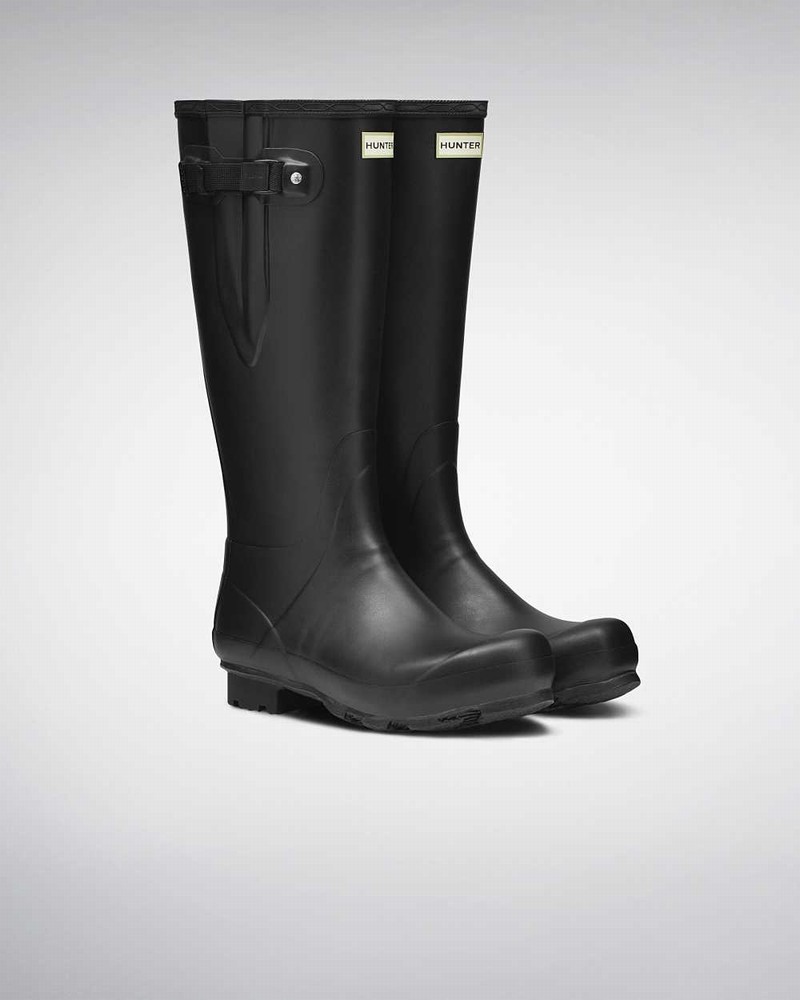 Hunter Norris Field Side Adjustable Men Wellington Boots Black | 658479521