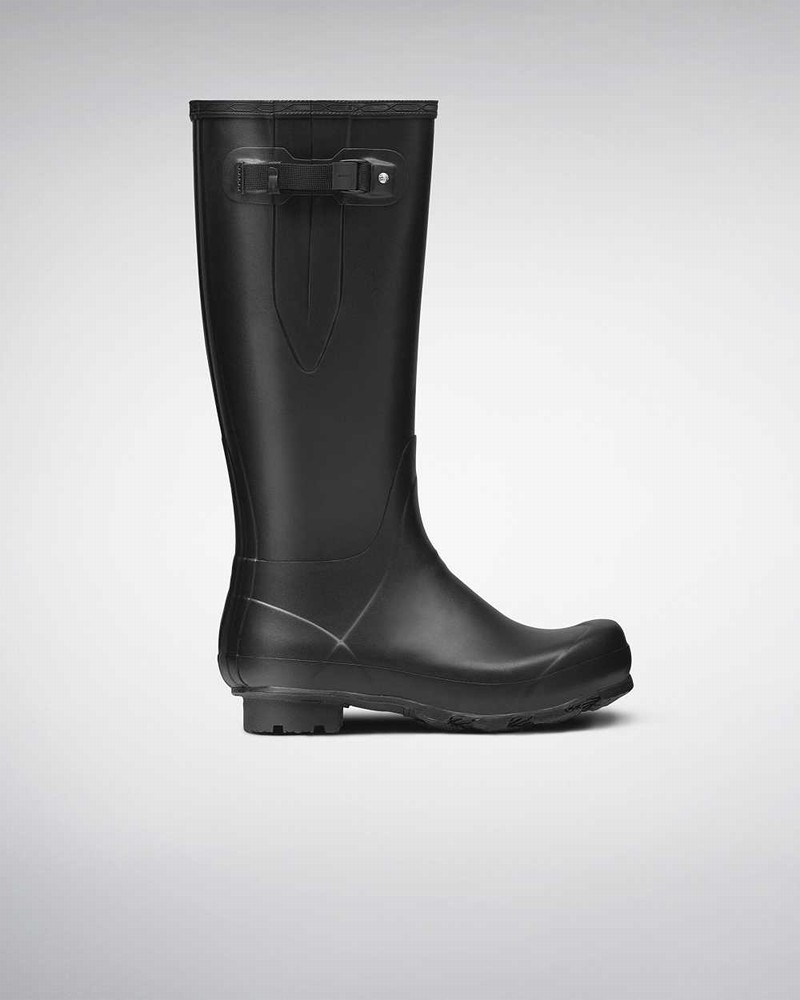 Hunter Norris Field Side Adjustable Men Wellington Boots Black | 658479521