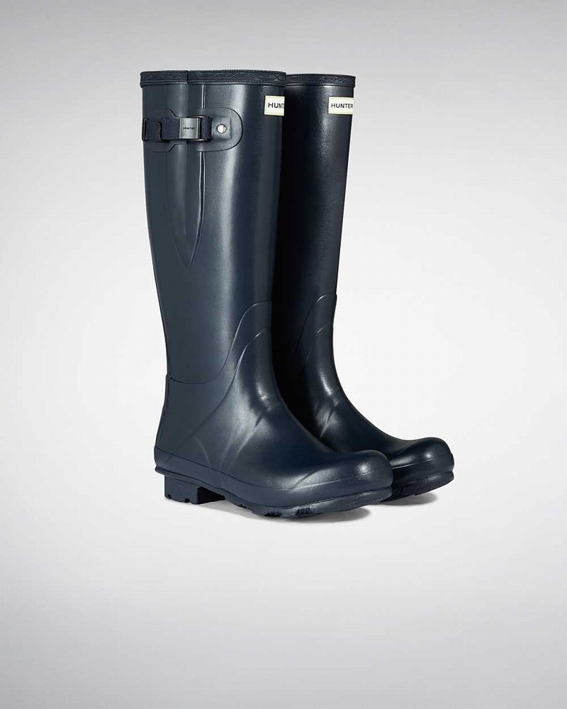 Hunter Norris Field Side Adjustable Men Wellington Boots Navy | 836326859
