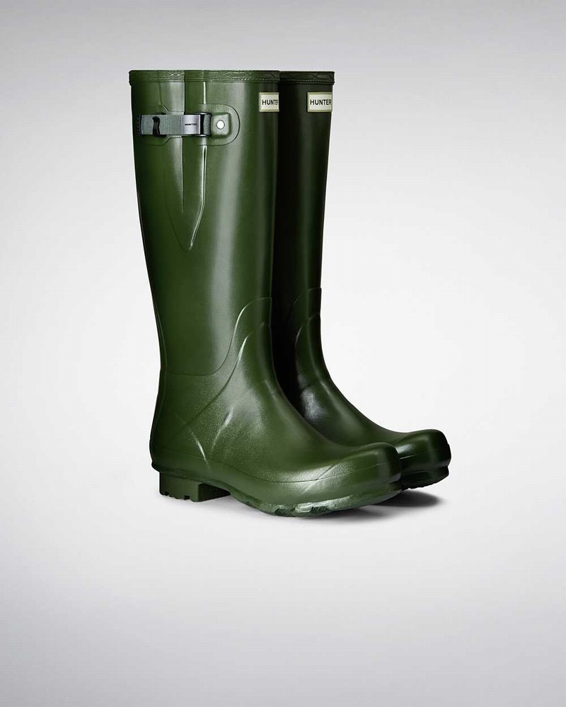Hunter Norris Field Side Adjustable Men Wellington Boots Green | 503686760