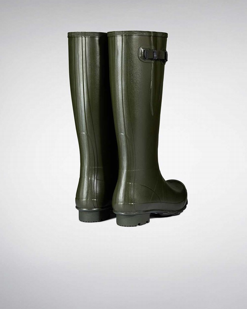 Hunter Norris Field Side Adjustable Neoprene Lined Men Wellington Boots Olive | 705853691