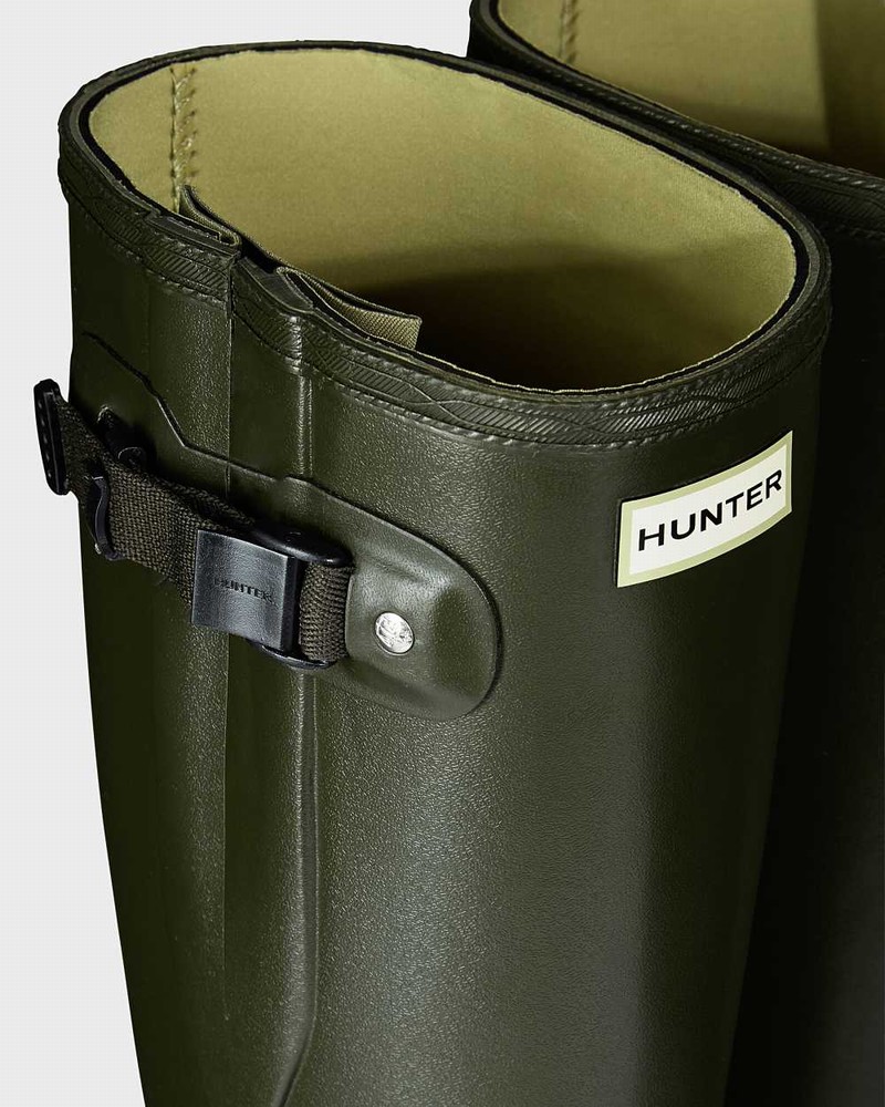 Hunter Norris Field Side Adjustable Neoprene Lined Men Wellington Boots Olive | 705853691