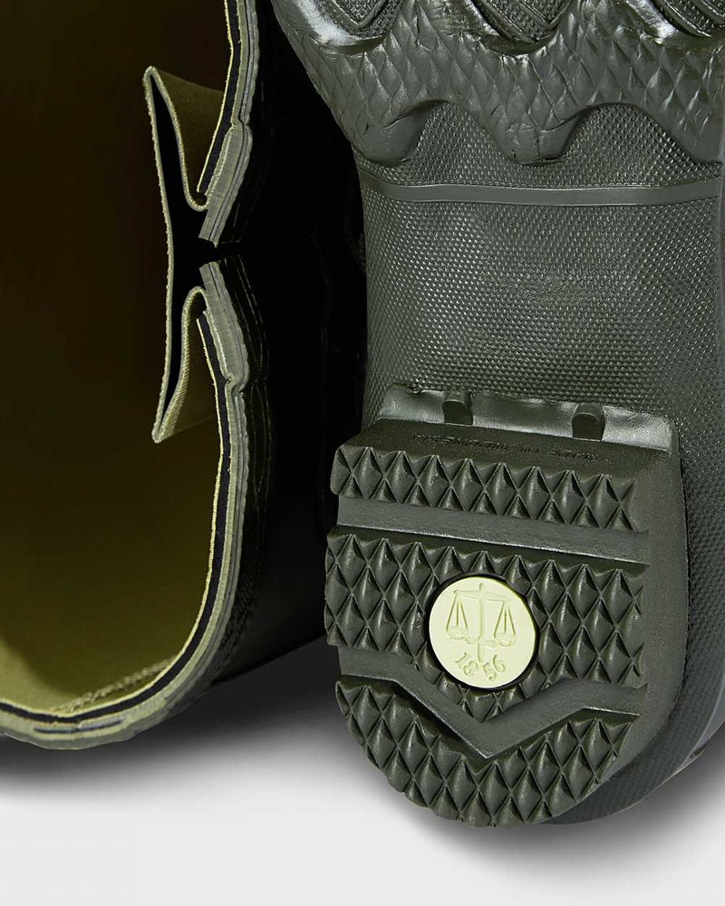 Hunter Norris Field Side Adjustable Neoprene Lined Men Wellington Boots Olive | 705853691