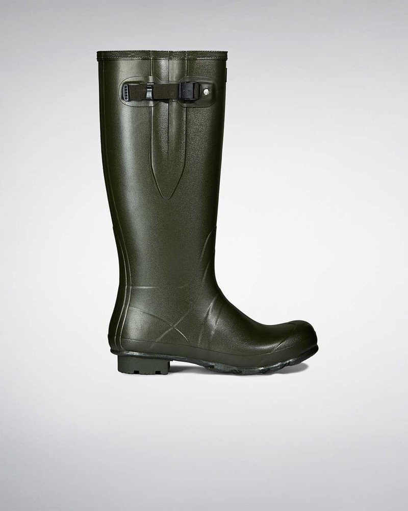 Hunter Norris Field Side Adjustable Neoprene Lined Men Wellington Boots Olive | 705853691